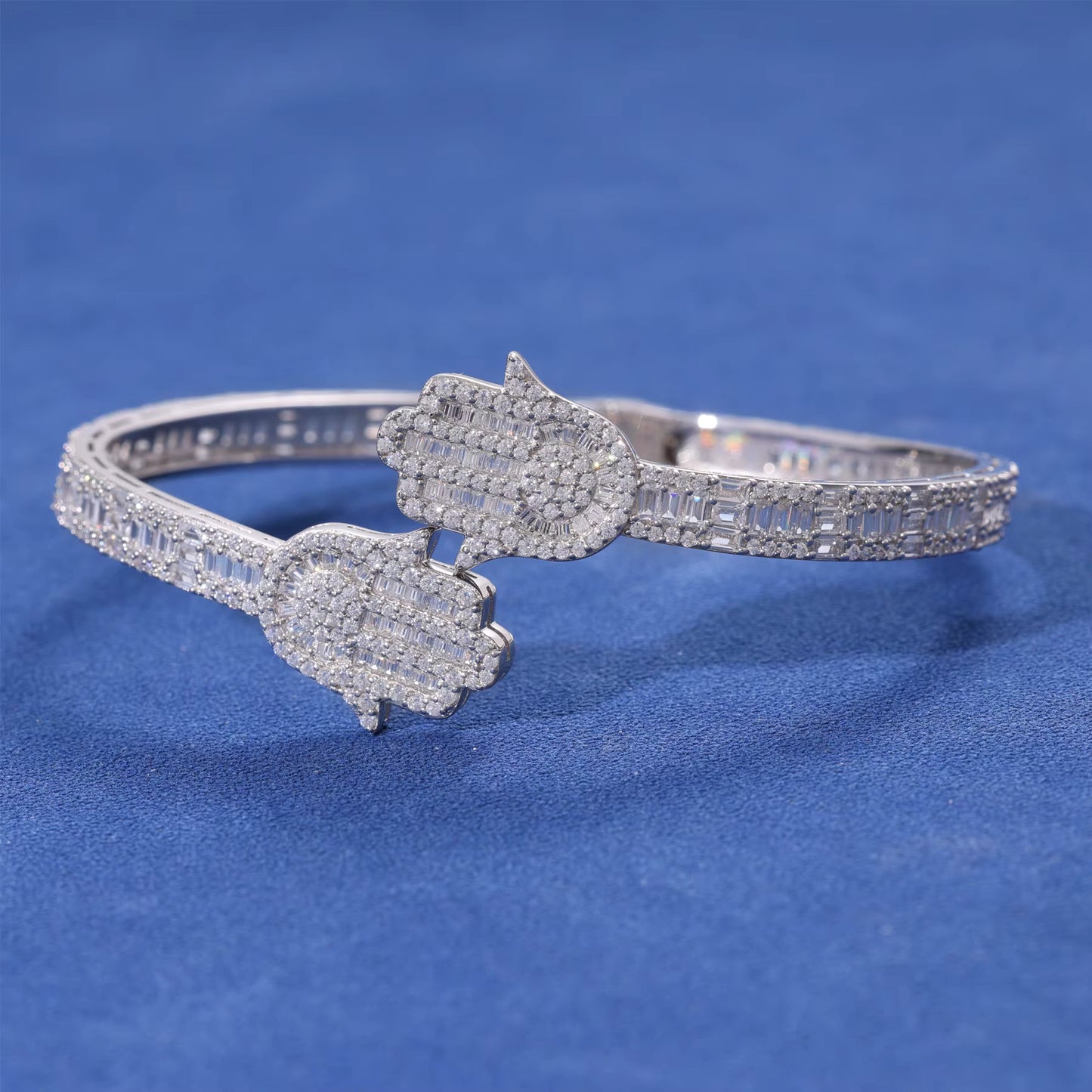 VVS Moissanite & 925 Sterling Silver - Fatimas Hand Bangle Bracelet