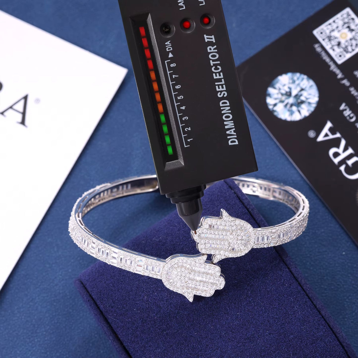 VVS Moissanite & 925 Sterling Silver - Fatimas Hand Bangle Bracelet