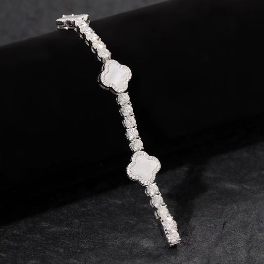 VVS Moissanite & 925 Sterling Silver - Clover Tennis Bracelet